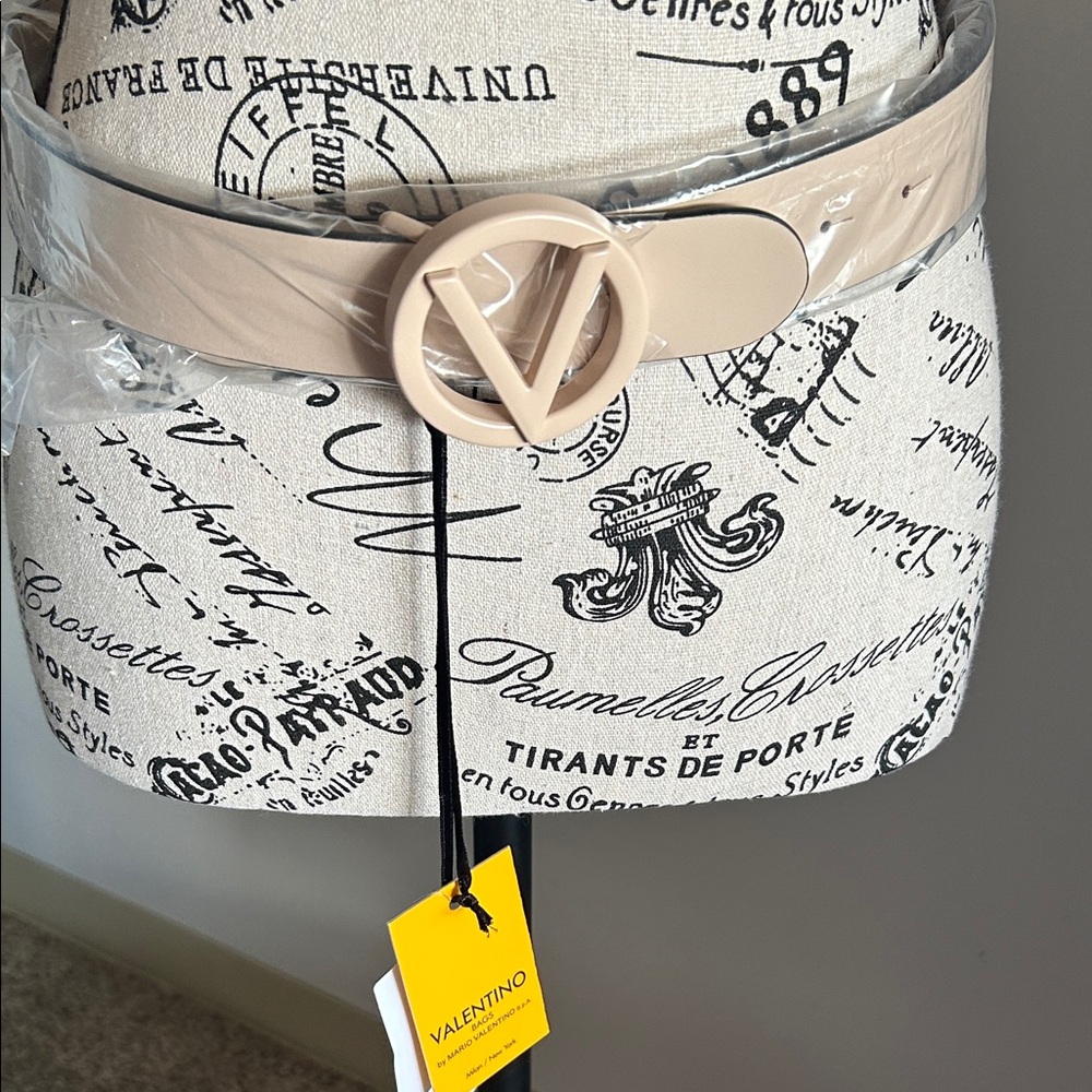 Valentino Beige Belt with Logo Buckle